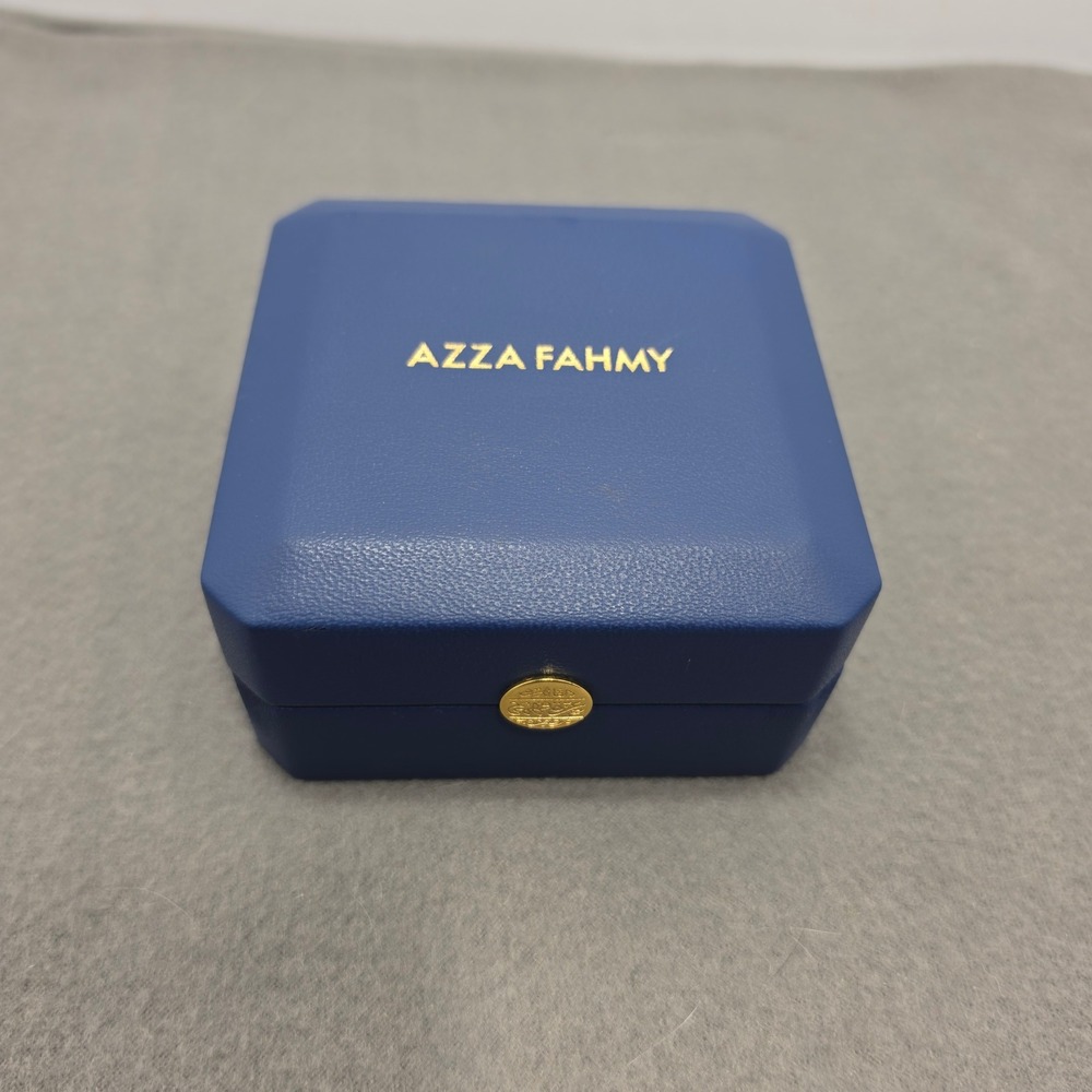 Azza Fahmy Navy Blue Faux Leather Jewelry Box Gold Logo Earring Case Luxury. J
